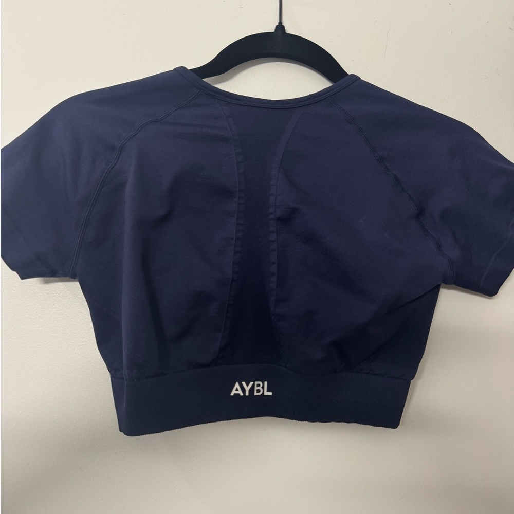 AYBL Navy Blue Cropped Workout Top Medium - Picture 3 of 3